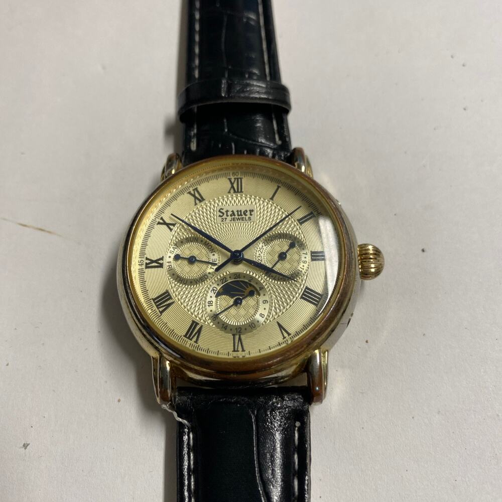 Stauer 27 Jewel Automatic Moon Phase Watch Black 
Magnificent II Worn Case